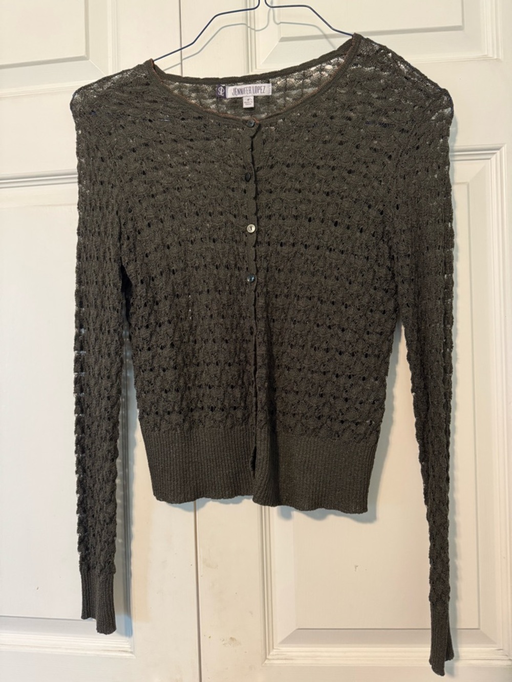 Jennifer Lopez Olive Knit Button Front Cardigan S